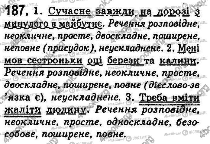 ГДЗ Українська мова 8 клас сторінка 187